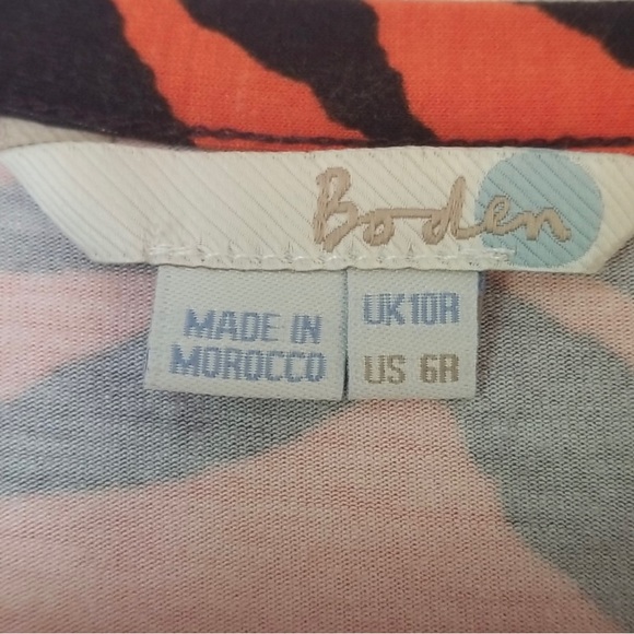 BODEN ORANGE BLACK STRIPE WRAP MIDI DRESS LONG SLEEVE - Picture 3 of 5